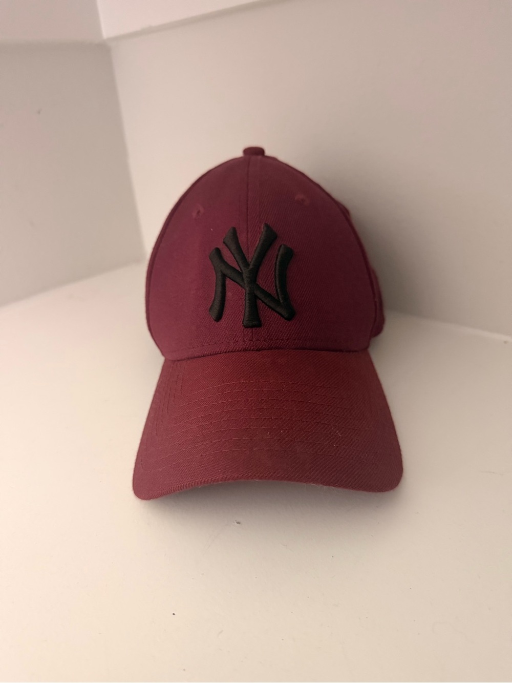Adult Burgundy Yankee Baseball Cap with Black Logo